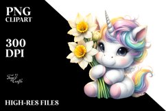 Cute Unicorn with Narcissus | Clipart Product Image 3