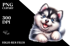 Cute Baby Siberian Husky with Big Eyes, Transparent PNG Product Image 2