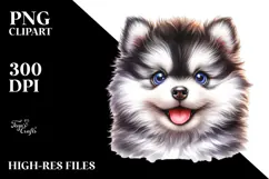 Cute Baby Siberian Husky with Big Eyes, Transparent PNG Product Image 2