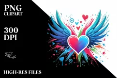 Simple Heart with Wings, High-Res PNG Product Image 2