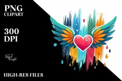 colorful Paintbrush Heart, PNG Product Image 2