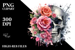 Flower Made of Splashes Skull PNG Product Image 2