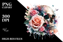 Flower Made of Splashes Skull PNG Product Image 2