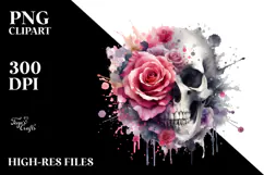 Flower Made of Splashes Skull PNG Product Image 2