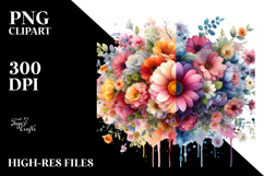 Colorful Flower with Splashes, Transparent PNG Product Image 2