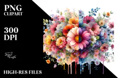 Colorful Flower with Splashes, Transparent PNG Product Image 2
