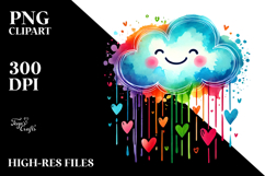 Colorful Smiling Washed Cloud Hearts PNG Product Image 2