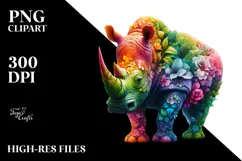 Vibrant Rhino with Flower Body PNG Product Image 2