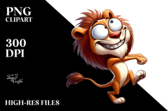 Cartoony Lion Dancing Rolling Eyes PNG Product Image 2