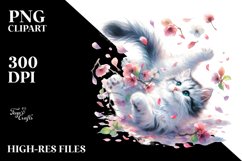 Spring Petals Cat Tumbling Watercolor Product Image 1