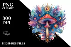 Vibrant Magical Celestial Mushroom, Transparent PNG Product Image 2