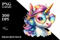pastel Baby Unicorn Beach Scene PNG Product Image 1