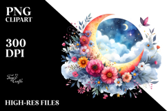 Vibrant Watercolor Whimsical Moon Product Image 2