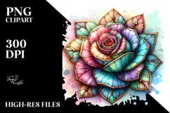 Detailed Vibrant Rose Watercolor PNG Product Image 2