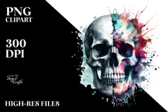 Flower Made of Splashes Skull PNG Product Image 2