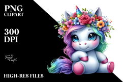 Sitting Baby Unicorn PNG in Style Product Image 2