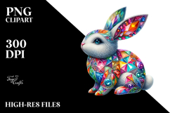 Colorful Diamond Bunny PNG Product Image 2