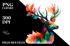 Vibrant Deer Leaves, Watercolor PNG Product Image 2