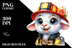 Vibrant Baby Lamb with Firefighter Hat PNG Product Image 2