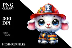 Vibrant Baby Lamb with Firefighter Hat PNG Product Image 2