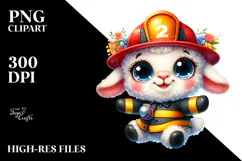 Vibrant Baby Lamb with Firefighter Hat PNG Product Image 2
