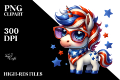 Patriotic Unicorn with Retro Haircut PNG Product Image 2