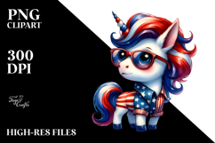 Patriotic Unicorn with Cool Haircut PNG Product Image 2