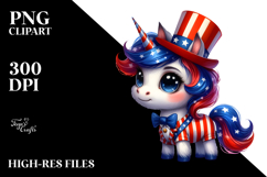 Patriotic Unicorn with Retro Haircut PNG Product Image 2