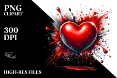 Red Heart Digital Painting PNG Product Image 2
