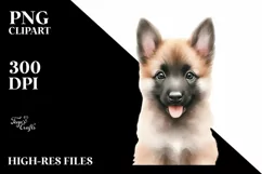 Watercolor Cute Pastel Malinois Puppy Clipart Product Image 1