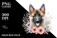 Watercolor Cute Pastel Malinois Puppy Clipart Product Image 3
