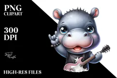 Energetic Baby Hippo Rocker Look PNG Product Image 2