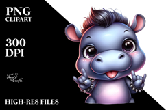 Energetic Baby Hippo Rocker Look PNG Product Image 2