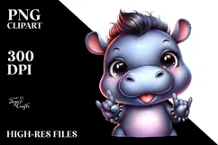 Energetic Baby Hippo Rocker Look PNG Product Image 2