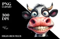 Cow Funny Crazy Cow Portrait | Sublimation | Clipart Product Image 1
