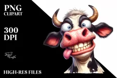 Cow Goofy Cow Portrait | Sublimation | Clipart Product Image 1