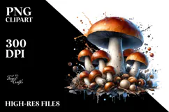 Glossy Mushroom Watercolor, PNG Product Image 2