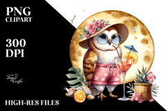 Owl Drinking Cocktail PNG Product Image 2