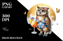 Owl Drinking Cocktail PNG Product Image 2