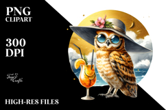 Owl Drinking Cocktail PNG Product Image 2