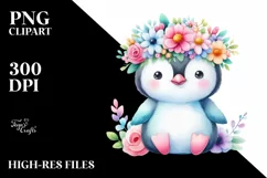 Watercolor Penguin Portrait, Transparent PNG Product Image 1
