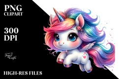 Cute Baby Unicorn with Cool Haircut PNG Product Image 2