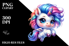 Cute Baby Unicorn with Cool Haircut PNG Product Image 2