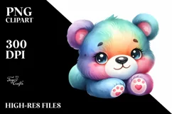 Colorful Cute Baby Bear with Big Eyes | Sublimation | Product Image 1