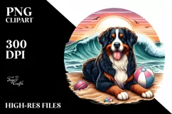 Bernese Mountain Dog Playing in the Sand | Clipart Product Image 1