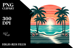 Retro Tropical Beach Sunset PNG Product Image 2