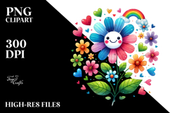 Colorful Smiling Flower Hearts PNG Product Image 2