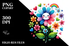 Colorful Smiling Flower Hearts PNG Product Image 2