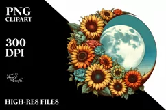 Colorful Sunflowers Half Moon PNG Product Image 3