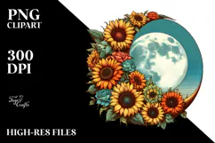 Colorful Sunflowers Half Moon PNG Product Image 2